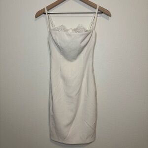 Marciano White Mini Slip Dress with Lace Trim